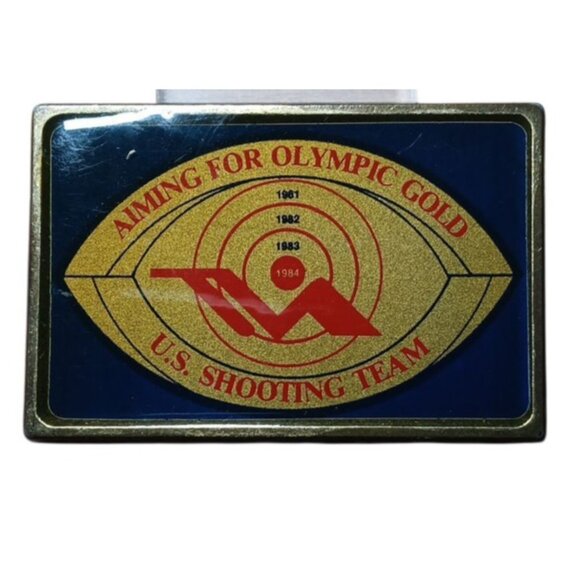 Los Angeles 1984 US Olympic Shooting Team Brass Belt Buckle California 3.4" x 2" - Picture 6 of 8